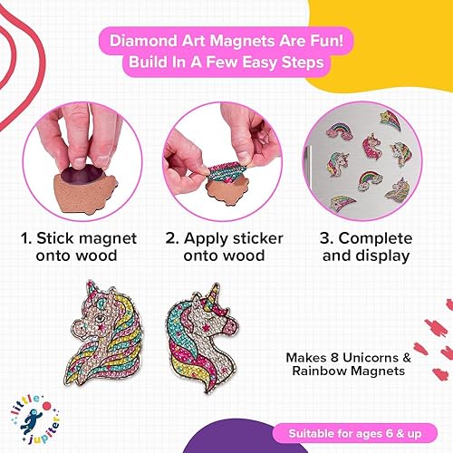 Vista 10 de Little Jupiter Juego de imanes de arte de diamantes para cupcakes y helados con calcomanías y madera, kits de arte de diamantes - Kits de arte