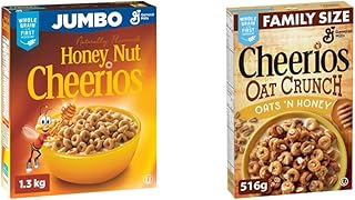 Cheerios Honey Nut Jumbo Cereal, 1.3kg & Oat Crunch Oats 'N Honey Cereal, 516 Grams
