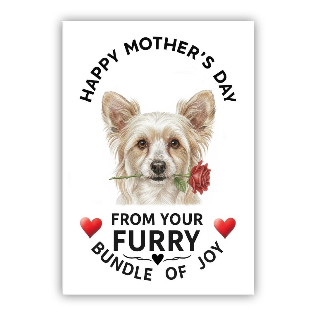 Mother’s Day Dog Card – Pet Mothers Day Greeting Card from the Dog - “Happy Mother’s Day” - Many Breeds Available (• Chinese Crested)