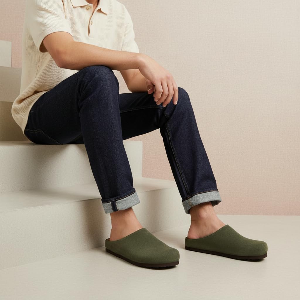 CUSHIONAIRE Heath Genuine Suede Leather Mens Clogs with Memory Foam Comfort, Easy Slip On Slides for Men - Image 8