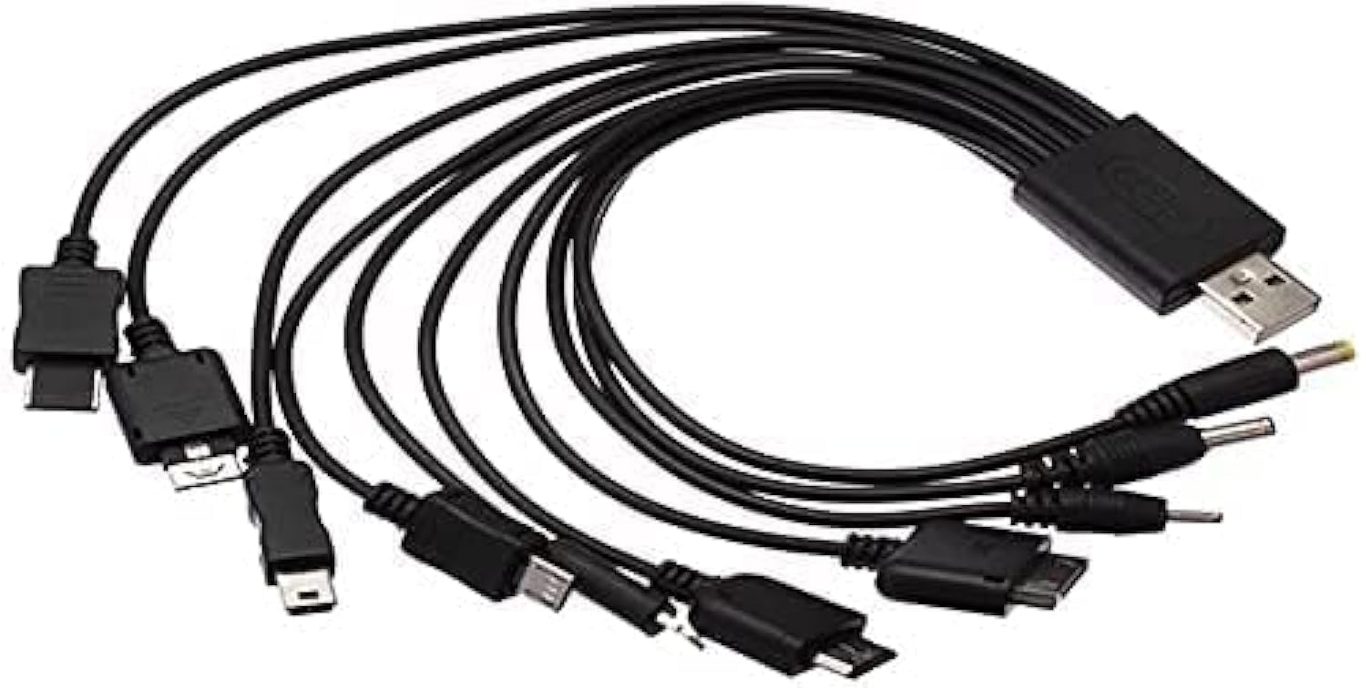 HRX- Multi USB Charger Cable 10 in 1 Universal Charging Cable Black USB Cable Compatible with Samsung, LG Huawei.ZTE,and Sony Ericsson