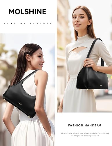 Miniatura 6 de molshine Bolso de mano Crescent de cuero genuino, bolso de hombro Hobo, bolsa de axila, bolso de mano de fiesta para mujer modelo