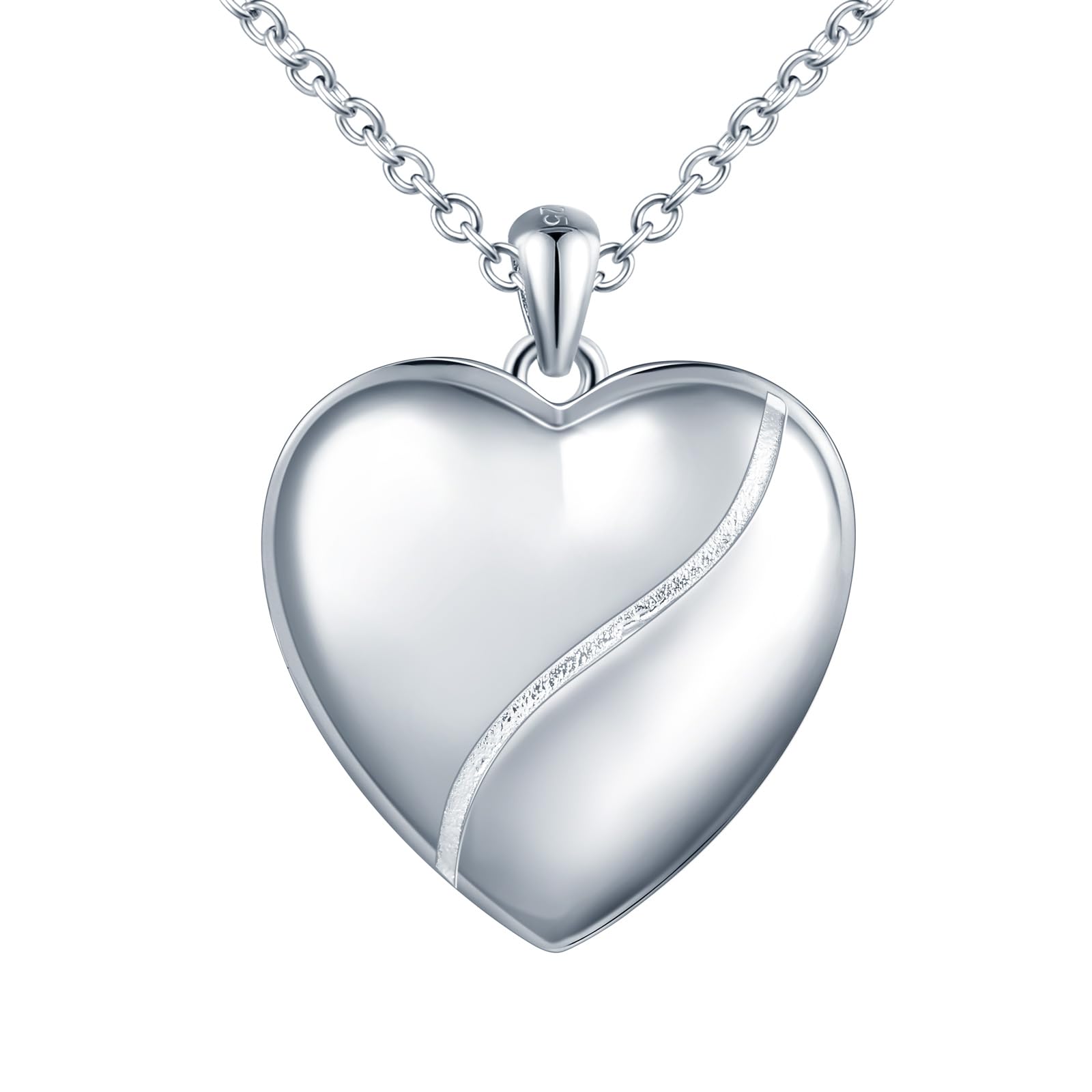 Collier médaillon photo pour femme en argent sterling 925 avec pendentif en forme de cœur