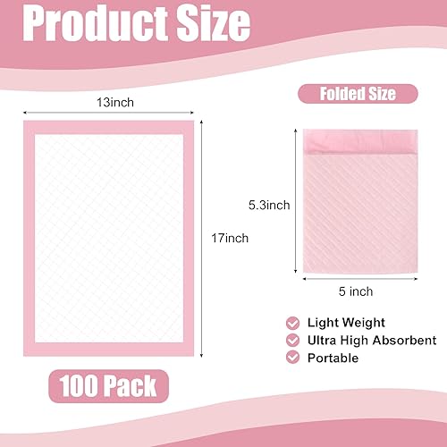 Miniatura 2 de Paquete de 100 cambiadores desechables, almohadillas desechables para bebés de 17 x 13 pulgadas, cambiador de pañales impermeables, almohadillas