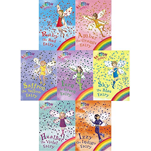 Rainbow Magic Colour Fairies Collection - 7 Books RRP £34.93 (1: Ruby the Red Fairy; 2: Amber the Orange Fairy; 3: Saffron the Yellow Fairy; 4: Fern the Green Fairy; 5: Sky the Blue Fairy; 6: Izzy the Indigo Fairy; 7: Heather the Violet Fairy)