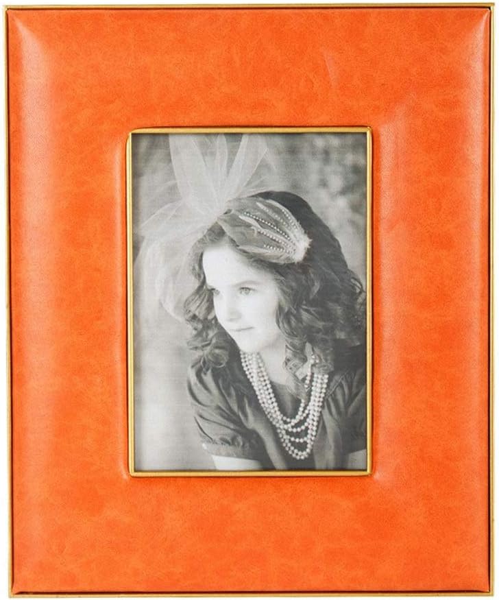 Frames Orange Leather 4 by 6 Picture Frame for Family Office Table Decorations (Size : 12.5 * 17.5cm) ()