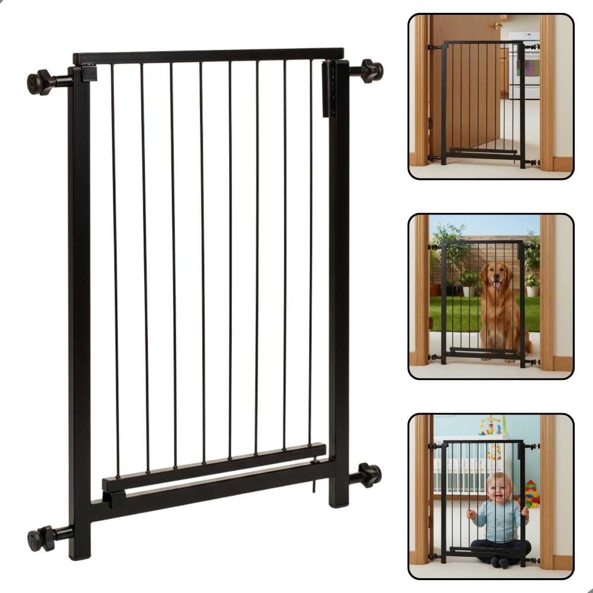Portão de Segurança 70x80cm Portãozinho Pet Proteção Bebes Crianças Cães Cachorros Protetor Porteira Vãos Corredor Porta Grade Extensível + Prolongador 10cm - Preto Portão de Segurança 70x80cm Portãozinho Pet Proteção Bebes Crianças Cães Cachorros Protetor Porteira Vãos Corredor Porta Grade Extensível + Prolongador 10cm - Preto