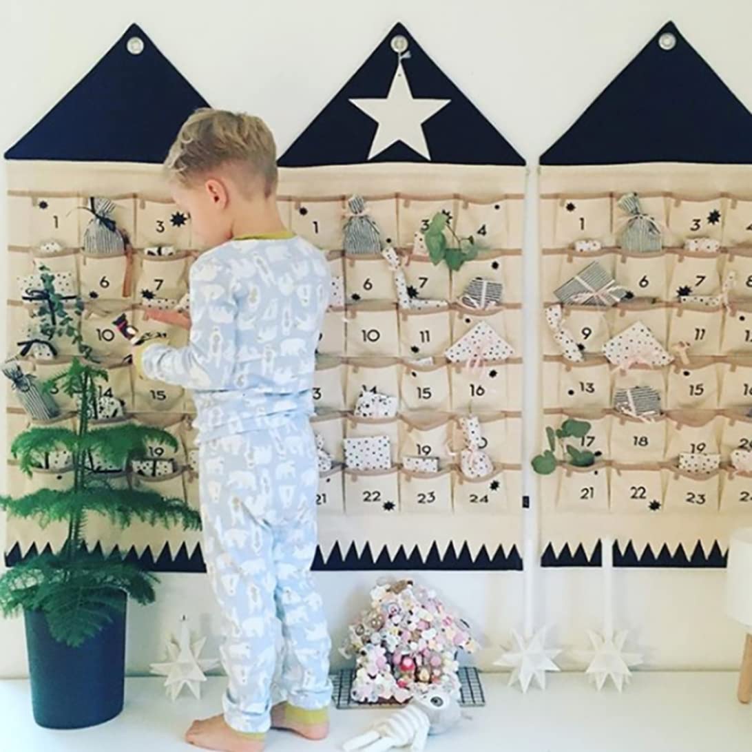 Gcroet Calendario dell'avvento in Tessuto con 24 Tasche Calendario avventato avventato per riempirti Un Calendario di Avventura per Avventure di Natale di Natale Riutilizzabile per Ornamenti Natalizi