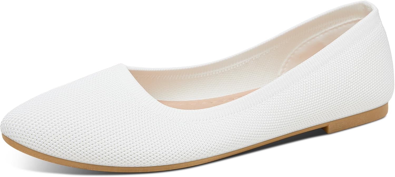 Davena Women's Knit Pointed Toe Ballet Flats Breathable Mesh Dress Shoes Memory Foam Comfort Walking Shoes Business Casual Flats for Office & Daily Wear