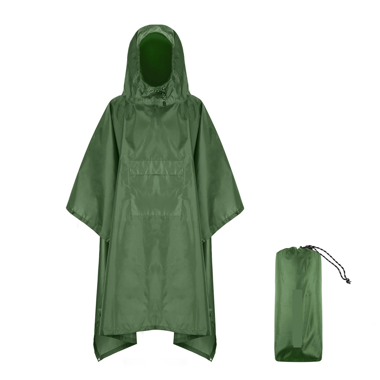 Poncho Lluvia Poncho de Lluvia con Capucha y Bolsillo, Ligero, Impermeable, Chaqueta, Refugio Solar for Hombres Mujeres, Camping, Senderismo Viajes(Green)