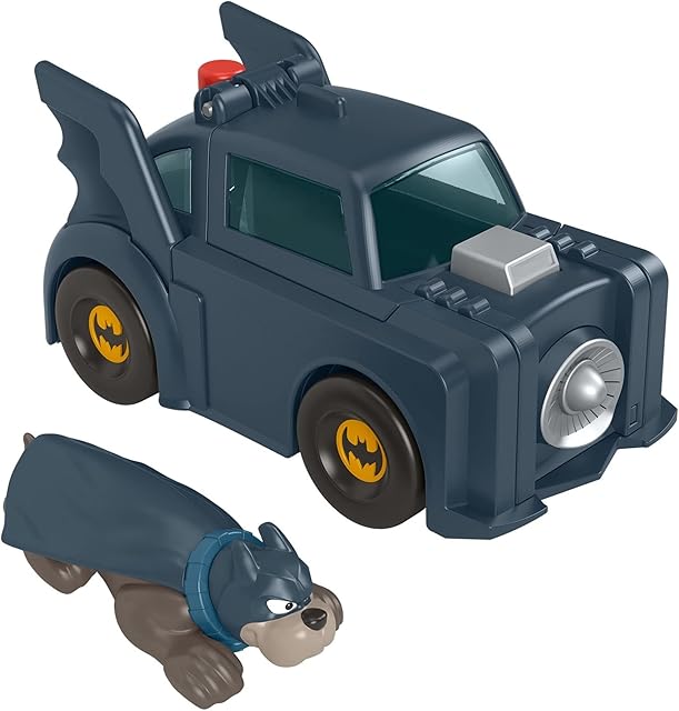 Fisher-Price DC League Of Super-Pets Super Launch Ace Figure And Batmobile Vehicle Set For Preschool Pretend Play Ages 3 Years And Up, HGL19
