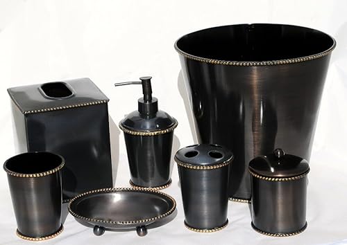 Miniatura 2 de Sunset Oil Rubbed Bronze Accesorios de baño Juego de 7 dispensadores de jabón o loción, jabonera, cubierta de pañuelos, soporte para cepillos de