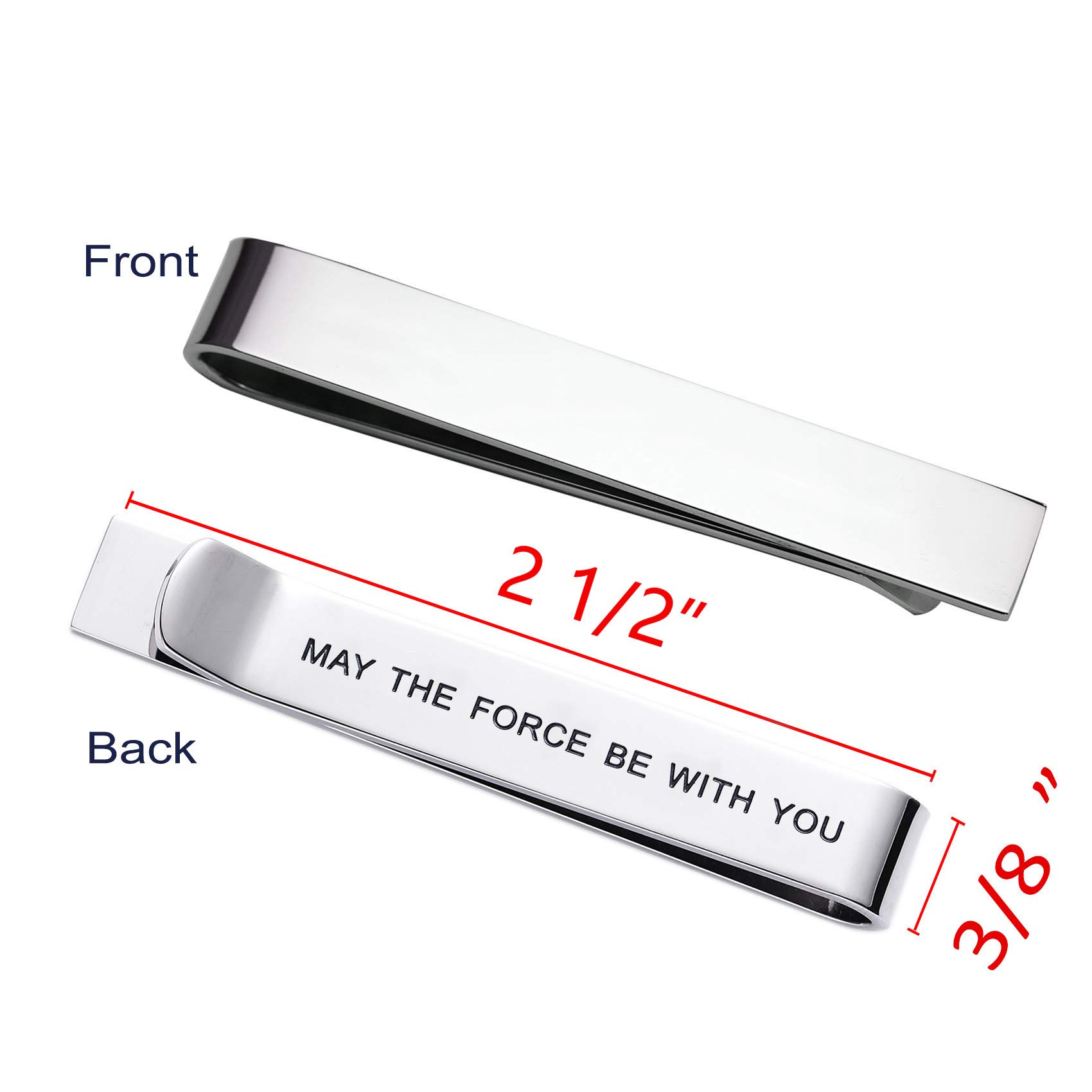 LParkin May The Force Be with You spinka do krawata Star Wars Fan prezent zabawny prezent stal nierdzewna polerowane wykończenie spinki do krawata mężczyźni kobiety