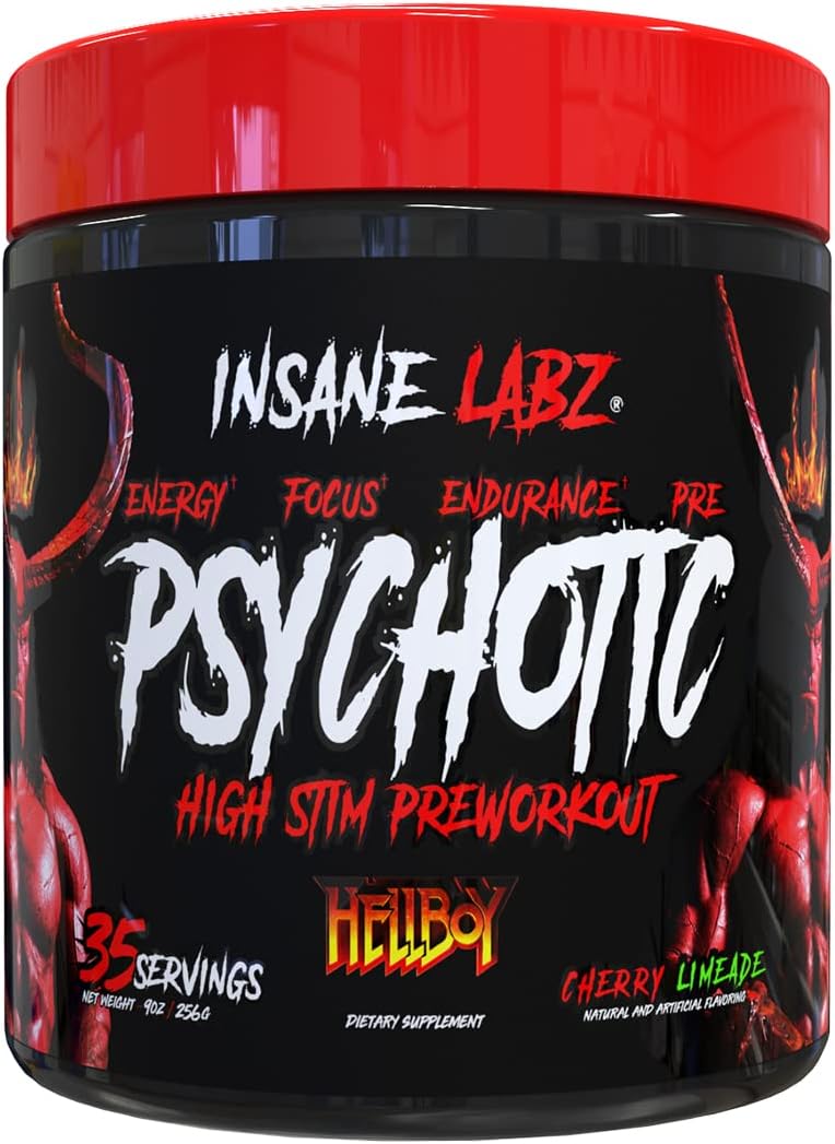 Insane Labz Hellboy Edition, High Stimulant Pre Workout Powder and NO Booster with Beta Alanine, L Citrulline, and Caffeine, Boosts Focus, Energy, Endurance, Nitric Oxide Levels, 35 Srvgs, Cherry Lime