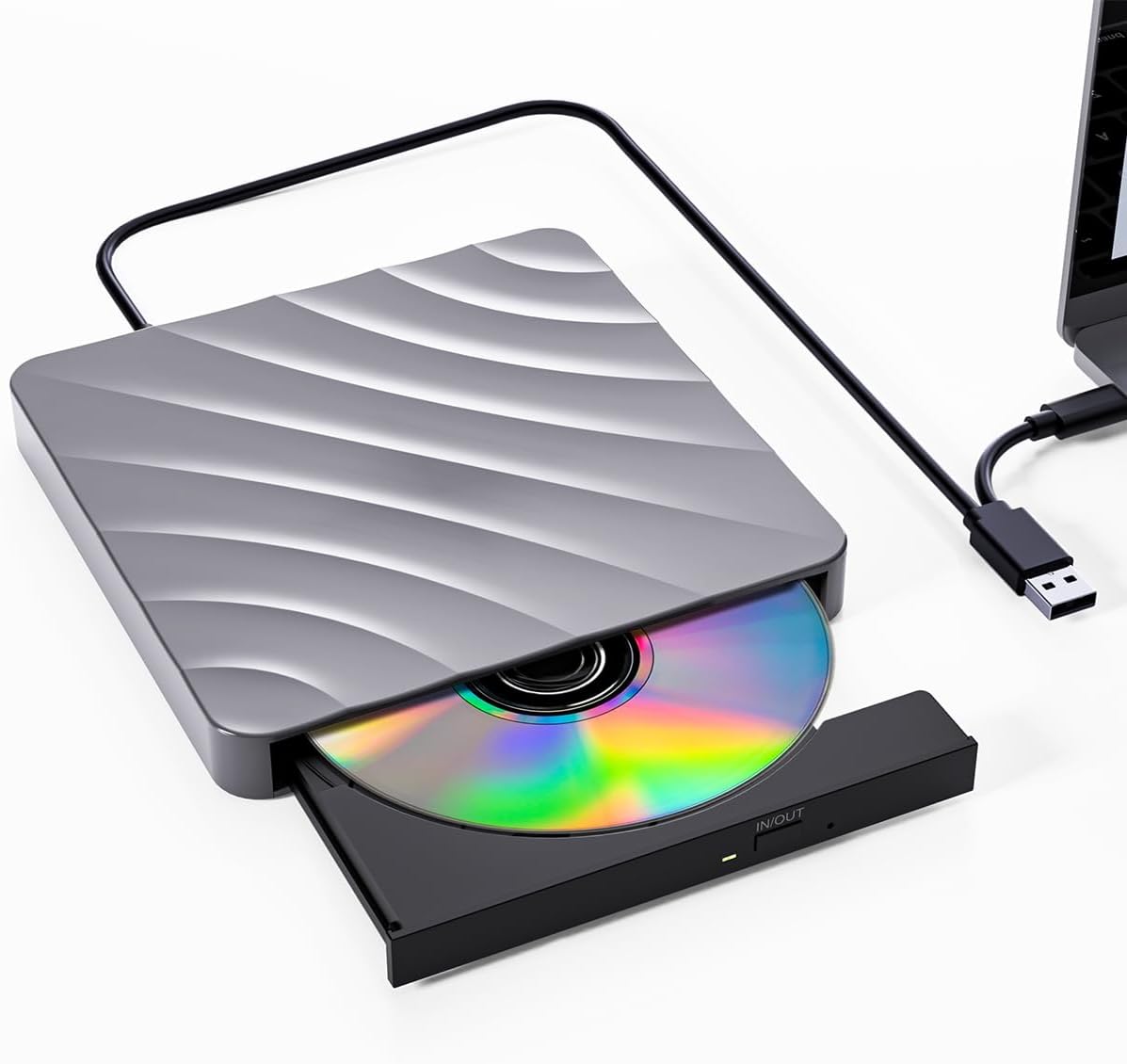 QDSYLQ External CD/DVD Drive for Laptop - CD Burner DVD Player for Laptop USB 3.0 +/-RW ROM, External Optical Drives for PC/Mac, Disc Reader for Windows 11/10/8/7/XP/Vista Linux MacOS