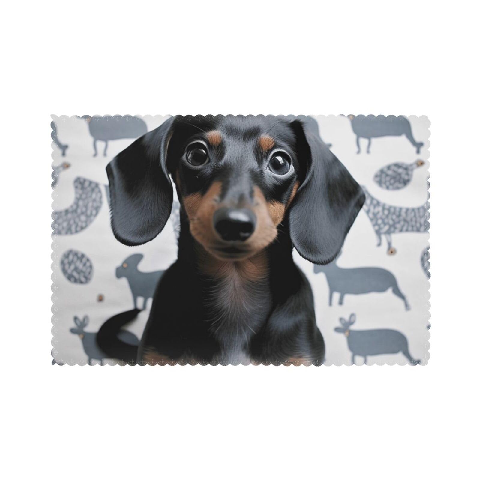 Cute Dachshund Dog Printed Placemat Heat Resistant Place Mats Set of 6 PCS Washable Kitchen Table Mats, 12x18 Inch