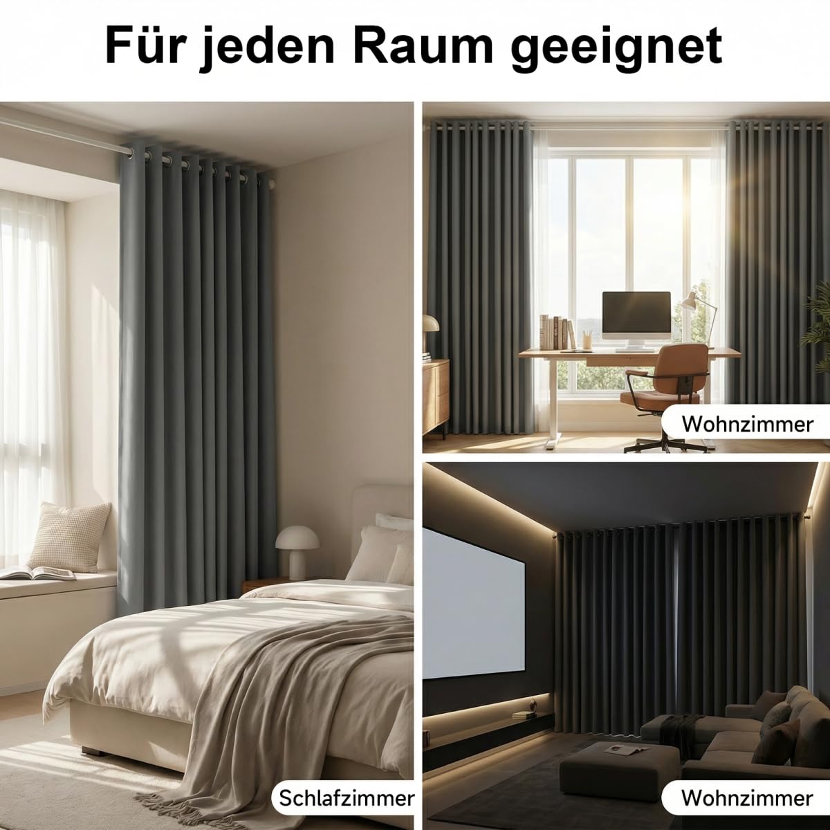 Vorhang Blickdicht 2er Set, Verdunklungsvorhänge mit Ösen H 245 x B 140 cm, Thermovorhang Hitzeschutz, Vorhänge Wohnzimmer Grau