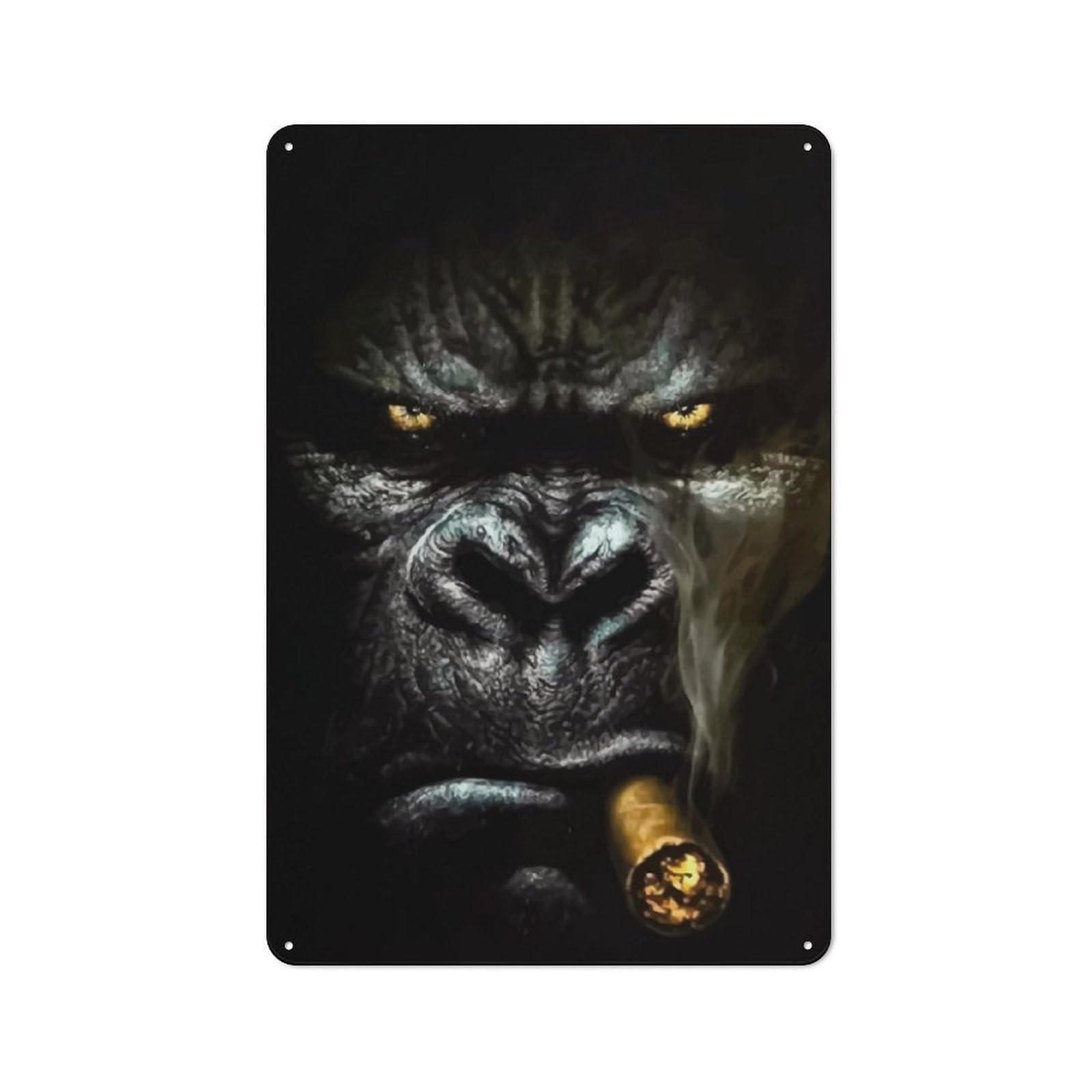 Junmoney Smoking Gorilla Metal Sign 30X20cm With For Home Bar Wall, Rustic Decor, For Collectors Decorating Home Bars And Entertaining Spaces