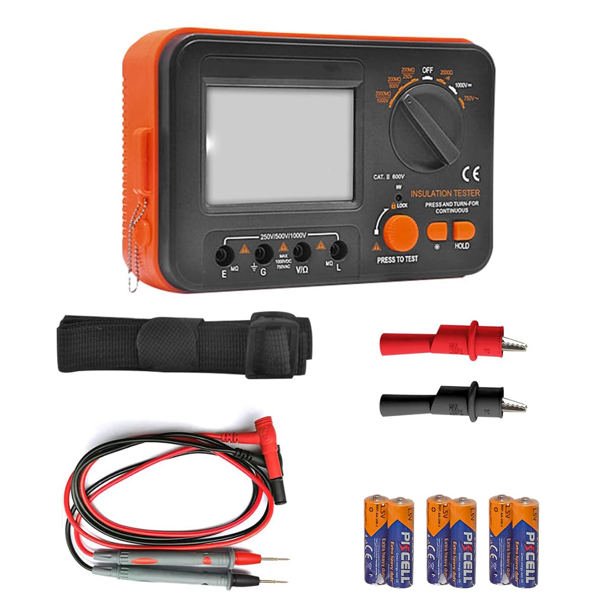 Sarini Tester di Resistenza di Isolamento Megaohmmetro con LCD retroilluminato Tensione Ohm conteggio Test Strumento Multifunzionale