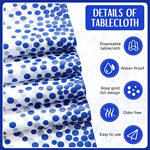 Image of Breling 24 Pack Royal Blue Disposable Plastic Tablecloths and Satin Table Runner Set, 54 x 108 Inch Tablecloth, 12 x 108 Inch Table Runners for Wedding Graduation Birthday Baby Shower