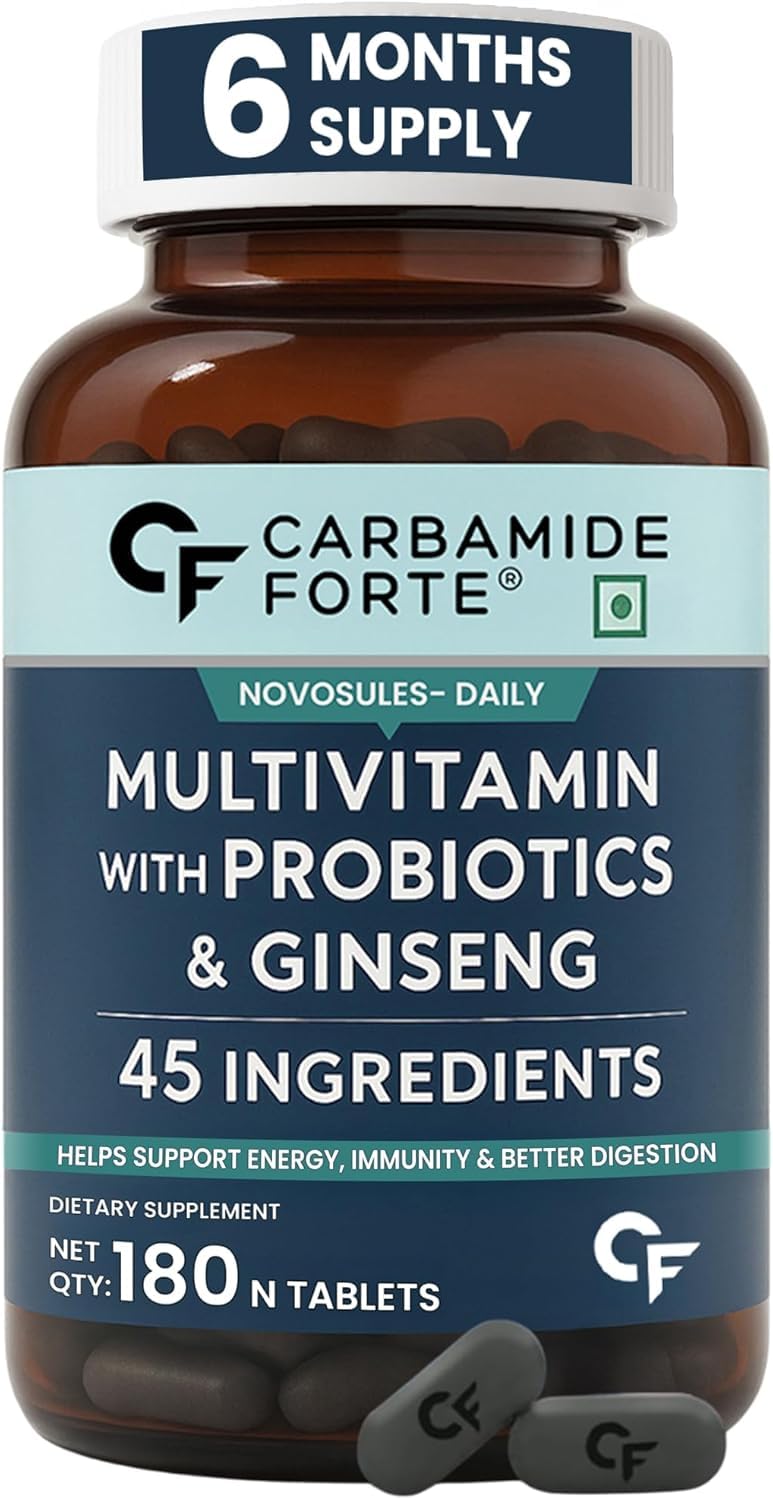 Carbamide ForteMultivitamin for Men&Women | Multivitamin with Probiotics & Ginseng | 180 Multi vitamin Tablets - 6 Months Supply