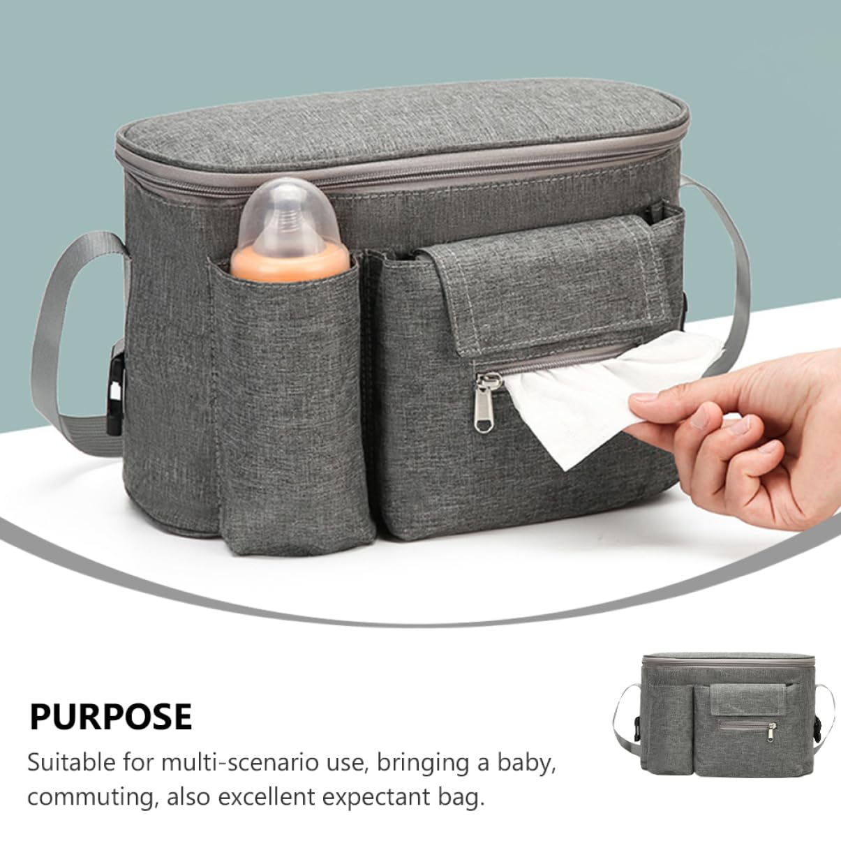 Bolsa de Suministro Multifuncional para Cochecito de Almacenamiento de y Juguetes Diseño de Manillar Antideslizante Material de Resistente
