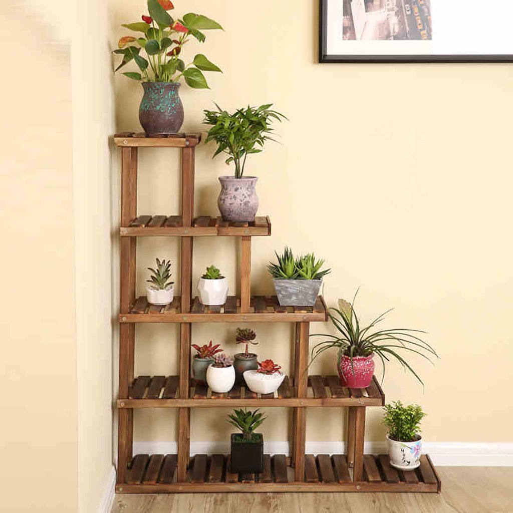 Plantenrek bloemenrek, bloemenstandaard hout, bloementrap tuin, plantentrap meerdere verdiepingen, houten rek (7 etages, 120 x 25 x 120 cm