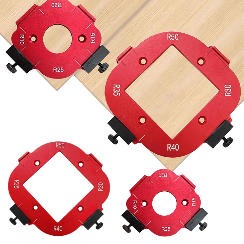 Radius Jig Lot de 2 pochoirs en alliage d'aluminium pour routeur de table et coins R10 R15 R20 R25 R30 R35 R40 R50 2 pièces 4 en 1