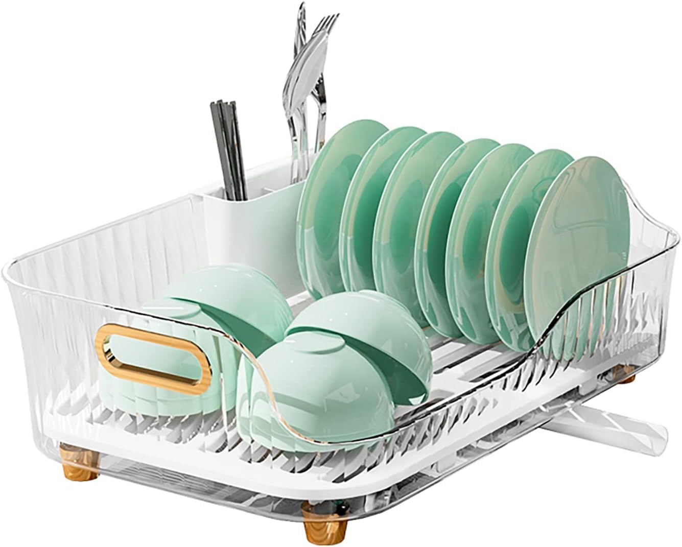 House of Quirk Acrylic Dish Drying Rack Sink Dish Drying Rack For Vegetables And Fruits. Suitable For All Kinds Of Dishes (Clear), 42.5 x 26.5 x 13 Centimeters