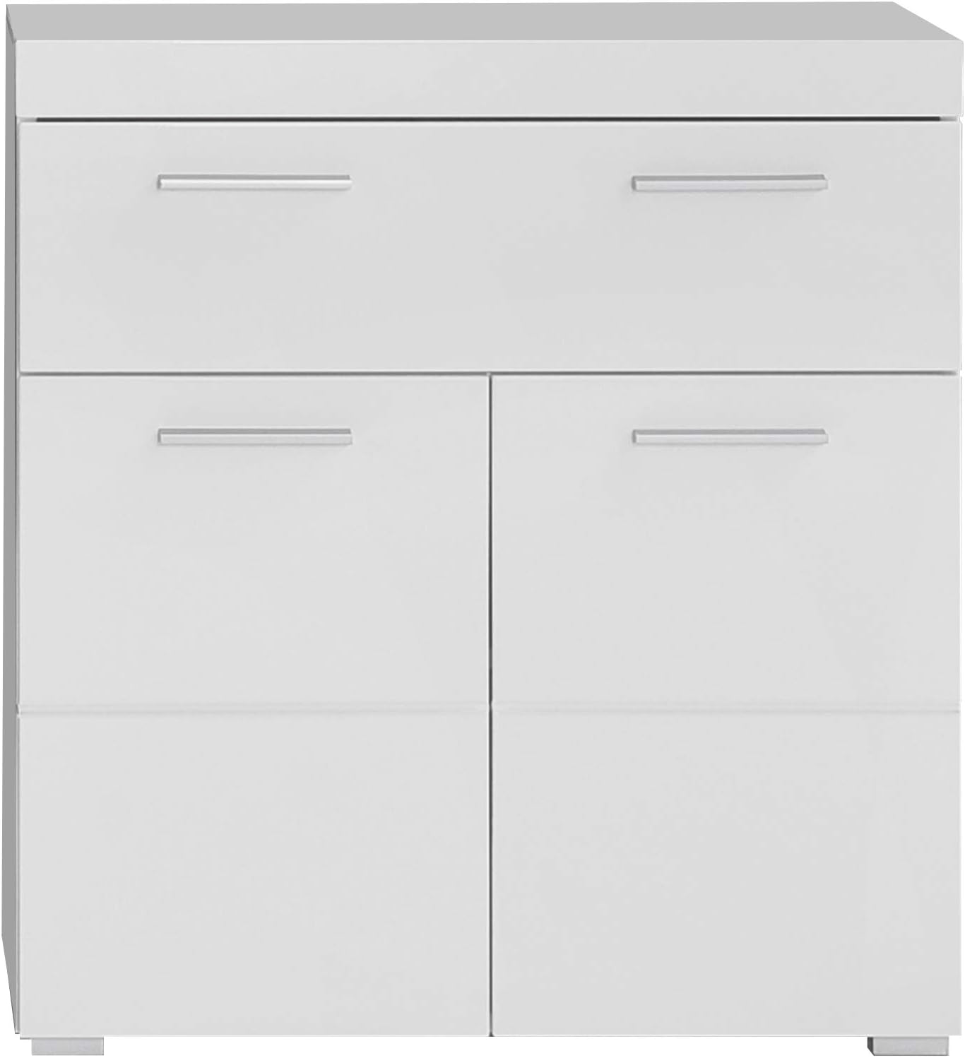 Trendteam Smart Living Amanda Bathroom Storage Chest of Drawers Unit, 73 x 79 x 31 cm, White/High-Gloss White and Lots of Storage Space