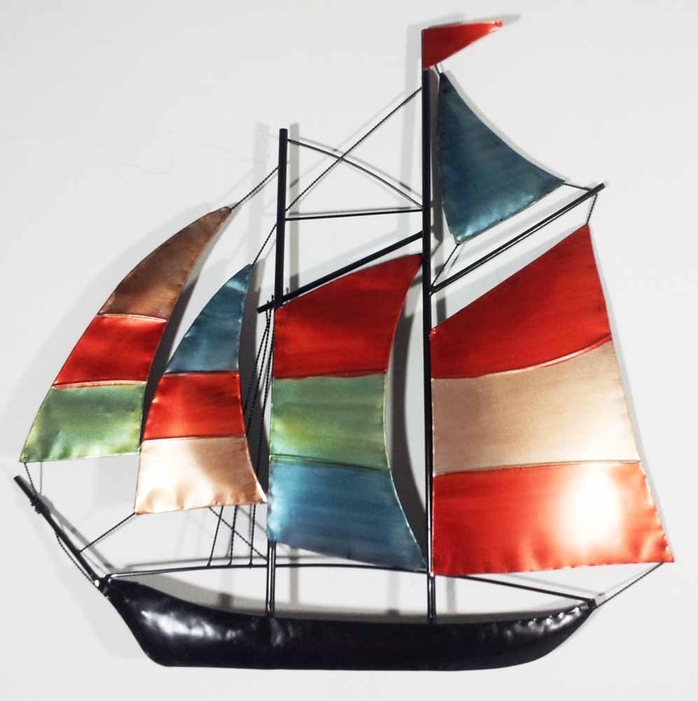 Buy Contemporary Metal Wall Art Decor Sculpture Colour Sailing Ship