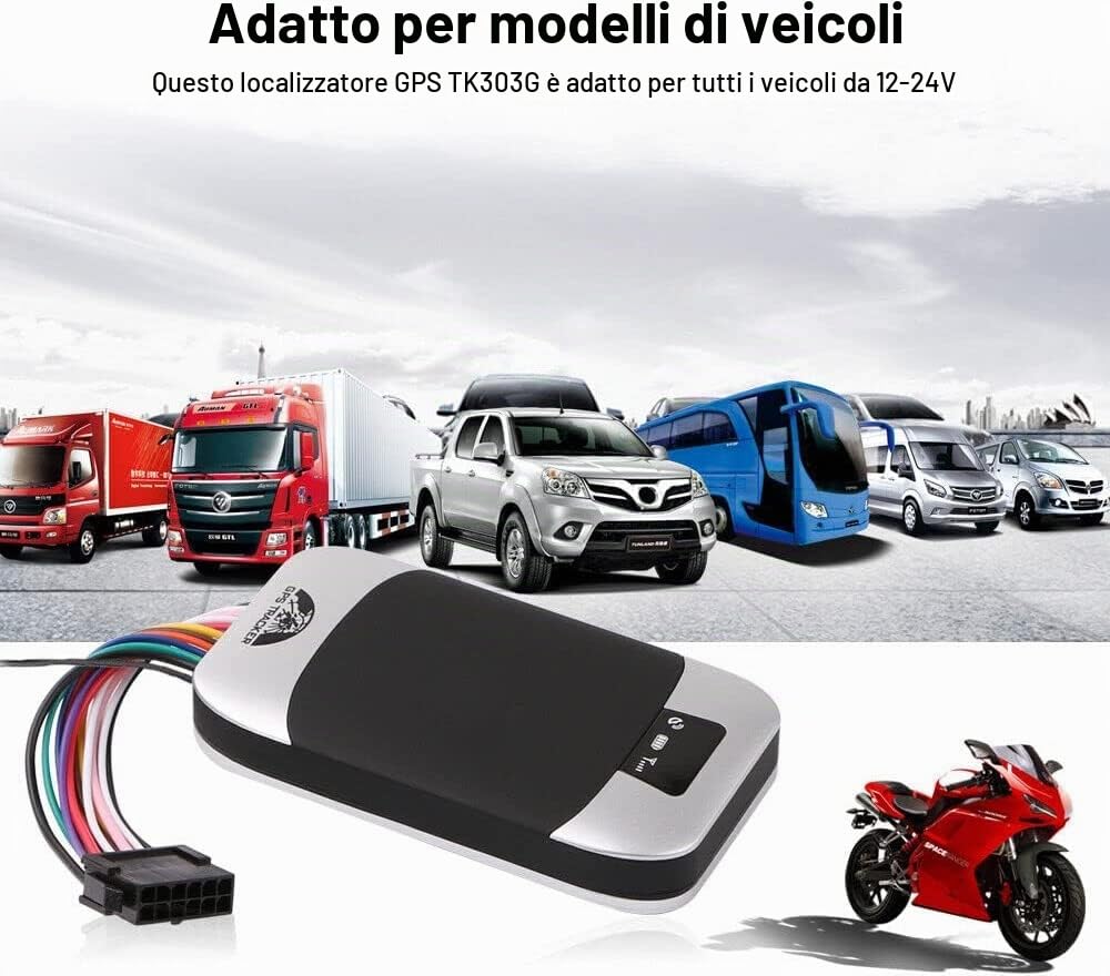 Riloer GPS/GSM Inseguitore di veicoli GPS303F TK303F Allarme di movimento per porta, senza scatola al dettaglio