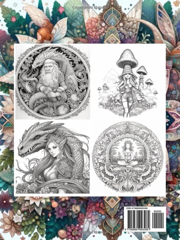Livre de coloriage feerique : royaumes des elfes et villages de gnomes pour adultes - 3
