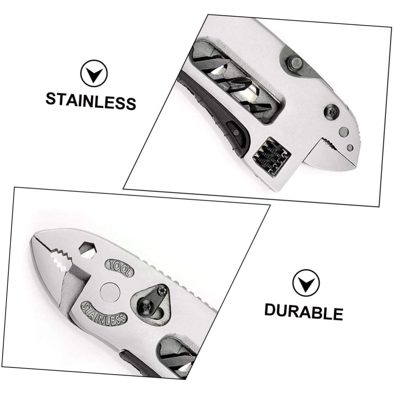 Pince Multifonction Militaire Portable en Acier Inoxydable 2 Pièces, Outil Multi-usages pour Camping et Projets de Réparation DIY