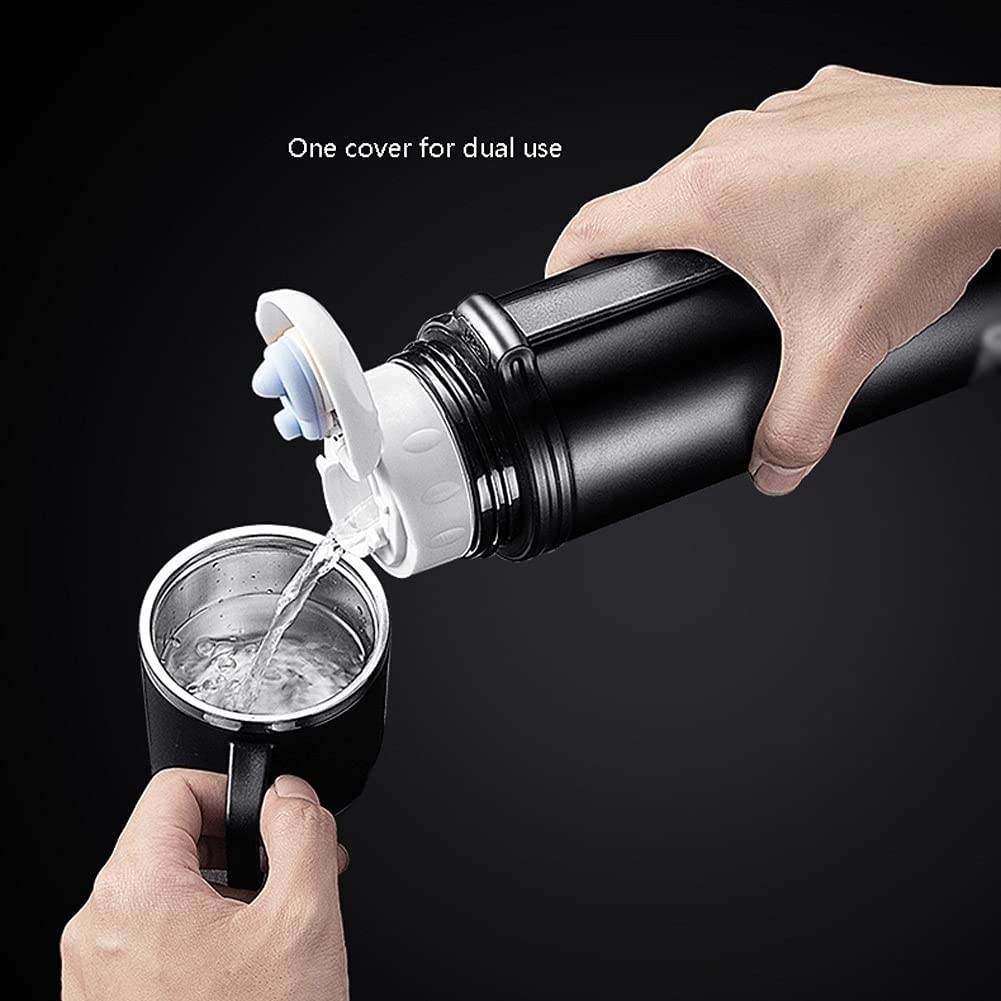 Bottiglia Sportiva Vacuum Vacuum Jar Grande capacità Tazza d'Acqua Bottiglia d'Acqua, Bottiglia in Acciaio Inox con Manico Bicicletta Camping Office Bottiglia Acqua Yoga (Color : Black)