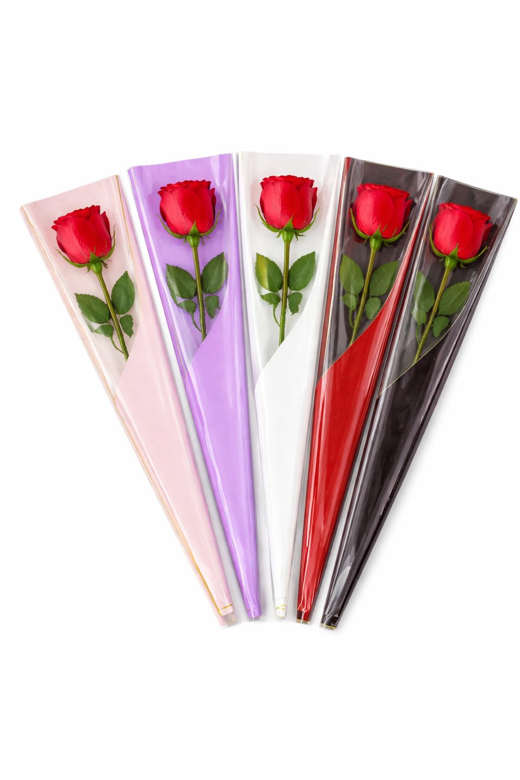 EZYPAC Single Rose Sleeves Flower Wrapping Bags | Clear Cellophane Floral Wrappers | Bouquet Packaging for Valentine, Wedding & Special Occasions | Pack of 10-image-48