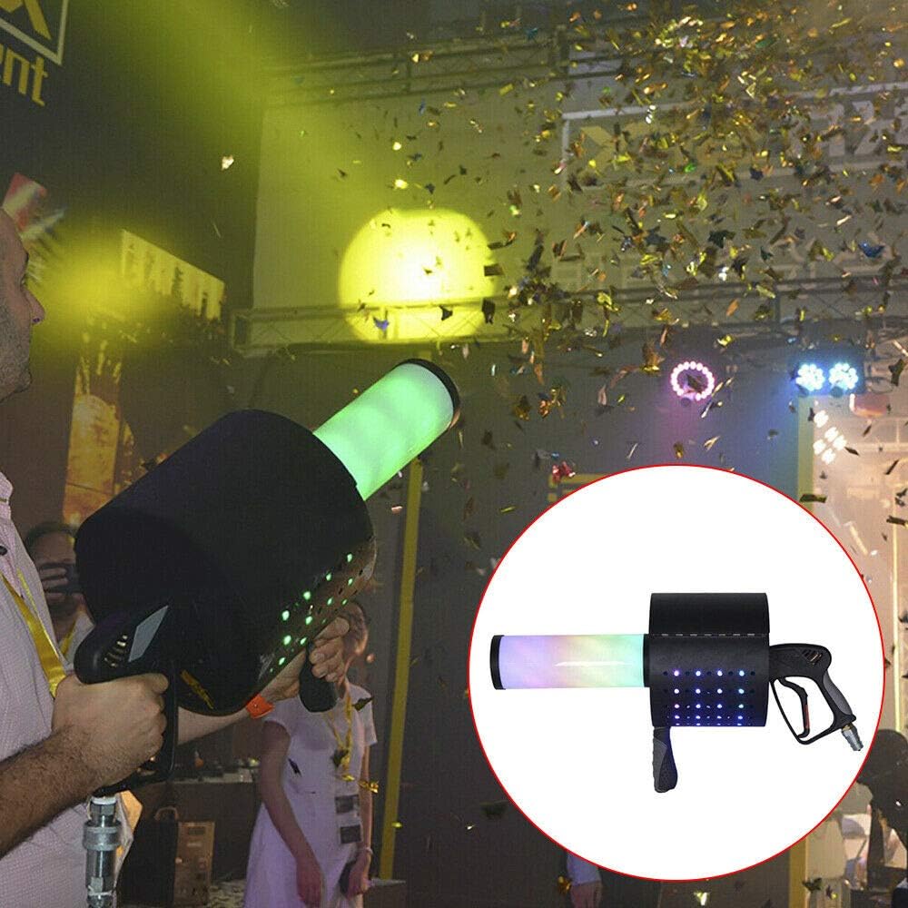 CO2 Handheld Fog Machine CO2 Cannon Confetti Machine 7 Couleurs LED Confetti Blaster Gun Handheld LED CO2 Jet Machine DJ Effects Fogger Smoke Gun pour Halloween Stage Nightclub Concert Live Party