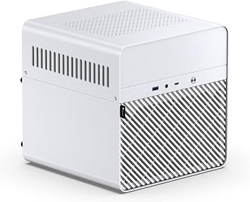 JONSBO N2 White NAS ITX Case 5+1 Disk Bays Mini Aluminum Case, Built-in 12cm Fan, SFX Power Bite (L150mm Max.), Support 65mm CPU Cooler, Integrated Upper Cover Removable,White