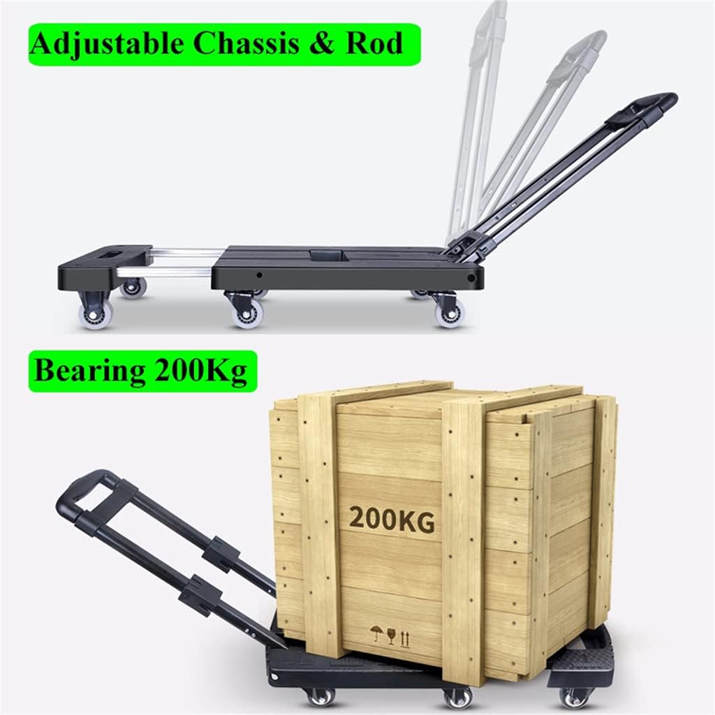 JSEIAJB 440lbs 360 Rotate Wheel Car Folding Luggage Cart Hand Truck for Car Travel Accessory Adjustable Chassis