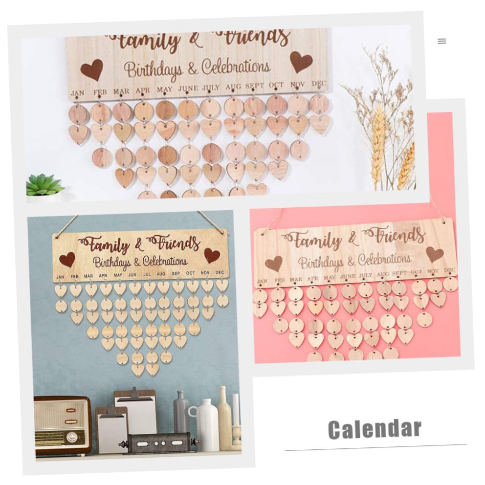 Calendario de cumpleaños colgante de madera PRETYZOOM recordatorio 7