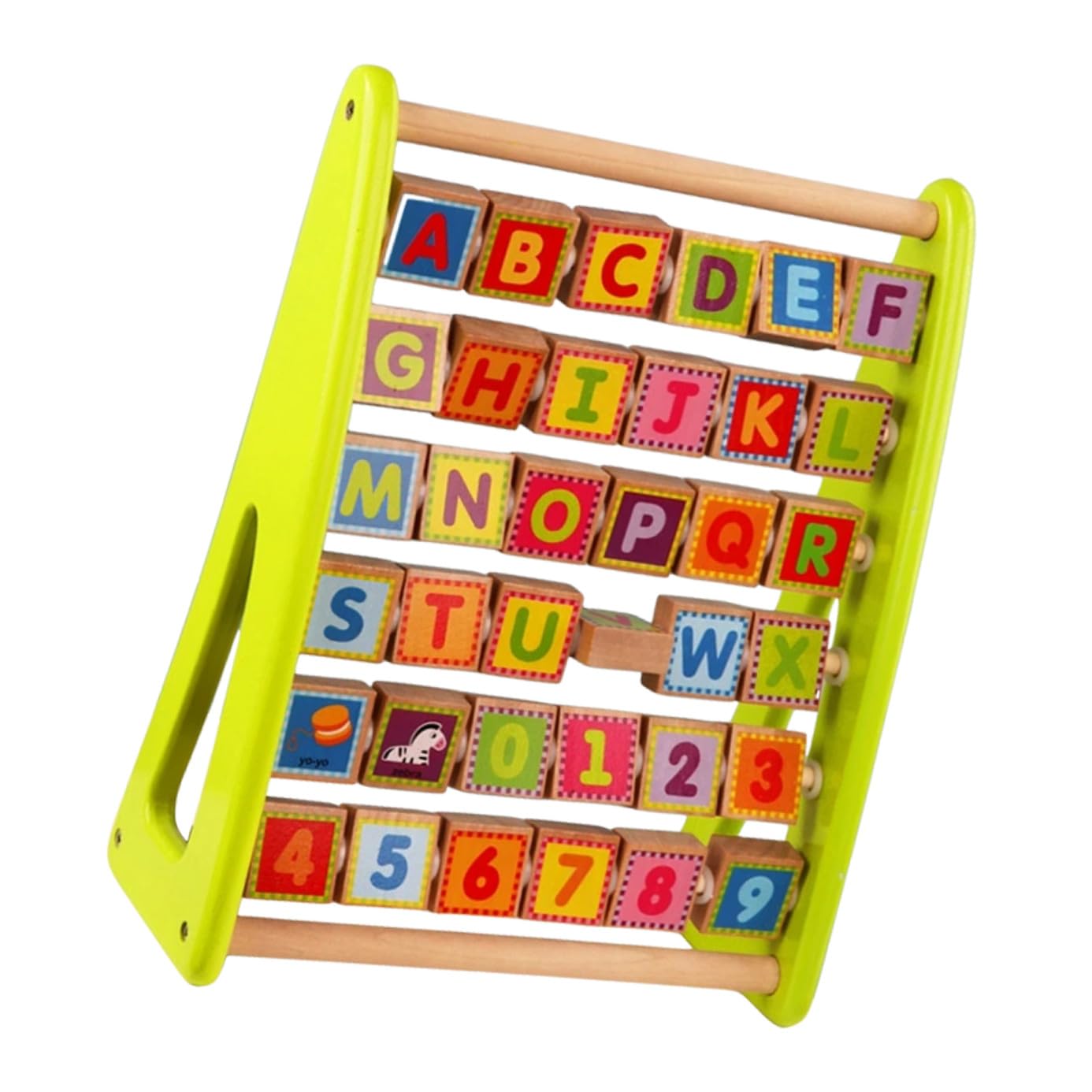 Juguete Educativo de Letras y Números de Madera para Niños Verde