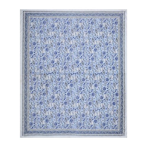Image of India 100% Pure Cotton Jaipuri Printed Double Bedsheet with 2 Pillow Covers | Traditional Sanganeri Floral Design | Soft Breathable Fabric | King Size Bedsheet for Bedroom (Kaya46)