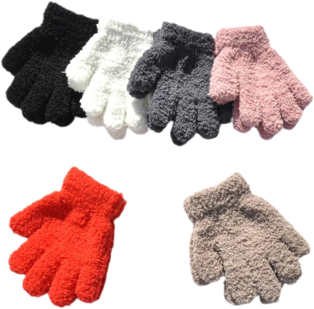 Cabilock 6 Pairs of Winter Gloves for Boys and Ages 3-6 Knitted Fabric Warm Gloves with Good Elasticity Comfortable and Portable for Cold Weather
