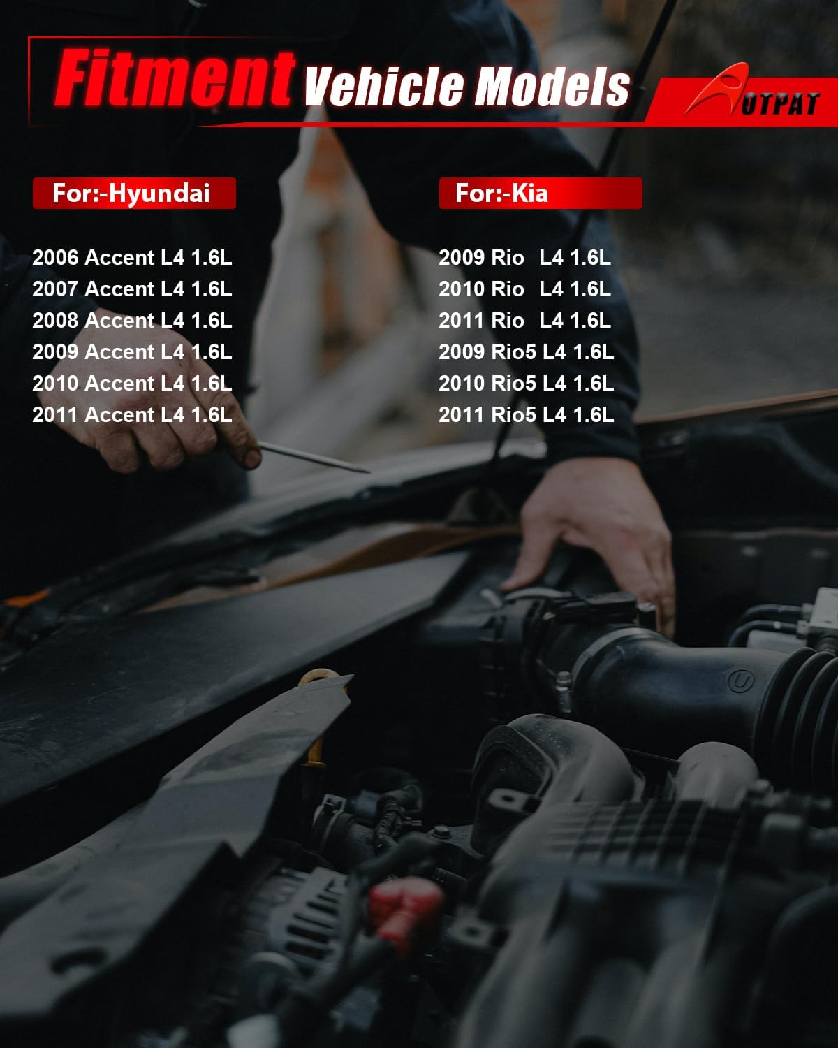 Fuel Injector Fits for:-Hyundai Accent L4 1.6L 2006 2007 2008 2009 2010 2011, for:-Kia Rio Rio5 L4 1.6L 2009 2010 2011 OE Replacement #3531037170,FJ989,35310-37170 (4pcs)