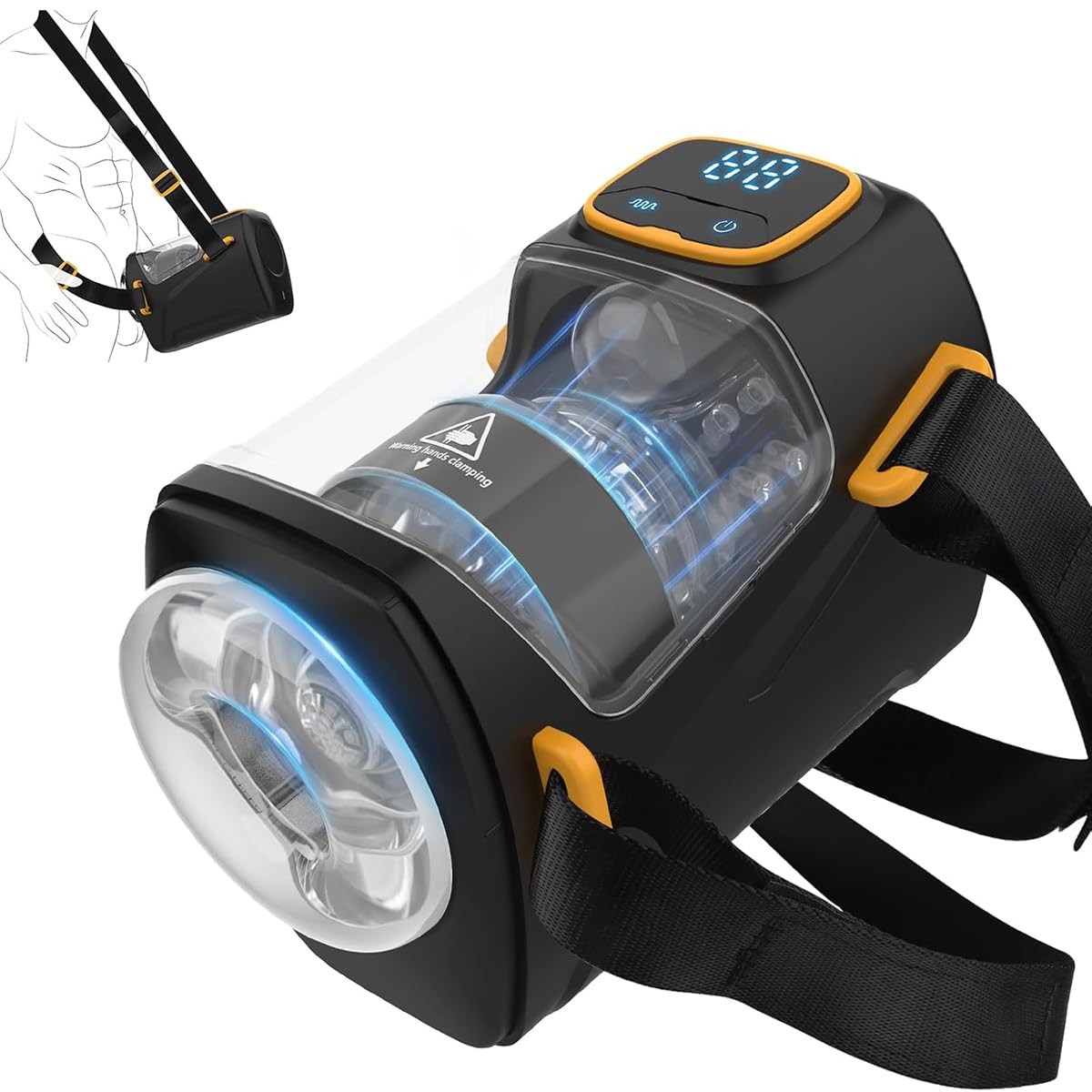 Automatic Masturbieren Cup Elektrischer Masturbator mit 9 Teleskopmodi 9 Rotation Modi Penis Stimulator Blowjob 3D Pussy mit verstellbarem Schultergurt Erotik Sex Spielzeug für Männer Solo