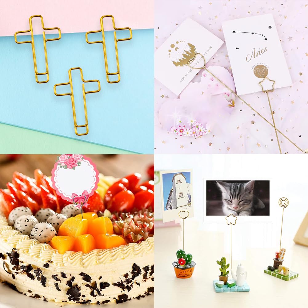 20 Clip Portafoto In Metallo | Forme Cuore, Stella, Fiore E Cerchio | Per Note, Foto O Decorazioni | Per Matrimoni O Ufficio - Foto 9