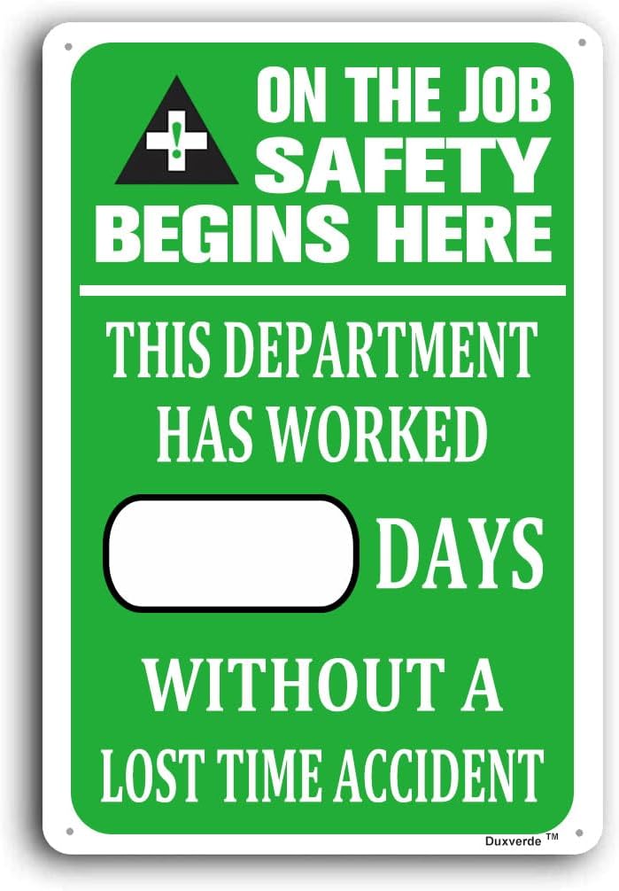 Write-A-Day Safety Scoreboard, Setting The Standard Sign, Without an Accident Safety Sign, 12"x16" Aluminum Sign for Construction Site (5 Pack)