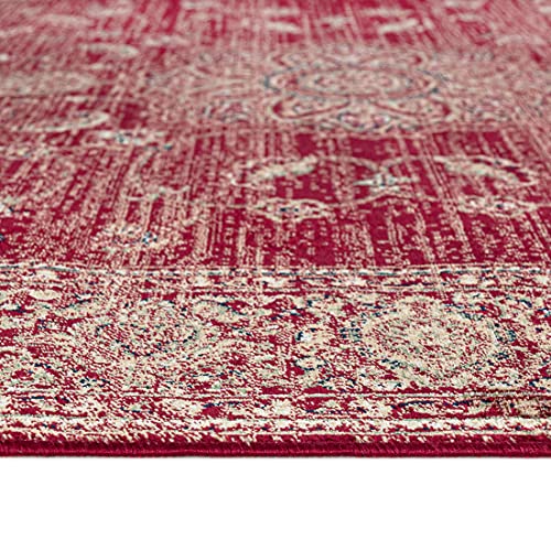 Carpeto Rugs Teppich mit Fransen Orientalisch in Rot - Wohnzimmer Schlafzimmer - Klassisch Orient Muster dicht gewebt… – Bild 5