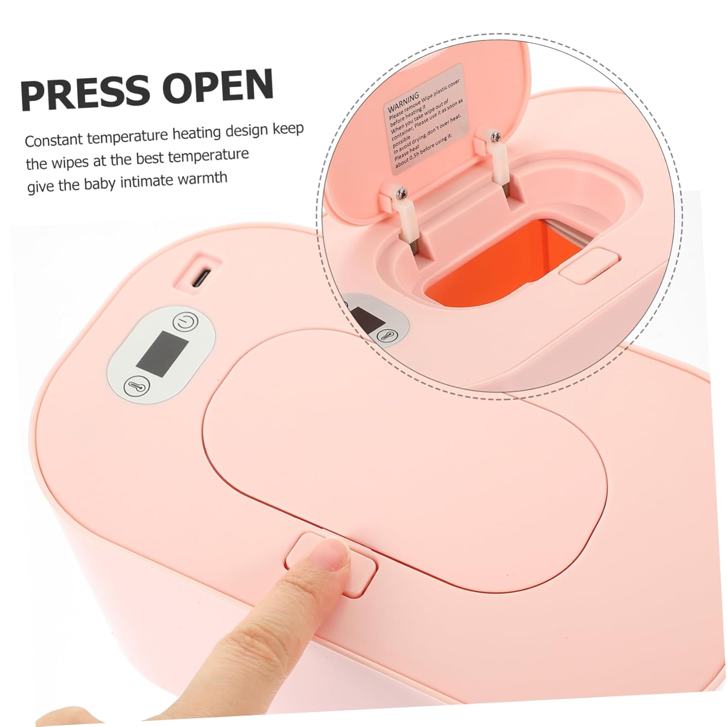 DECHOUS USB Wet Wipe Warmer Portable Thermostatic Heater for Travel 1 Set Lid Compact Size for Baby Care and On-The-Go Use