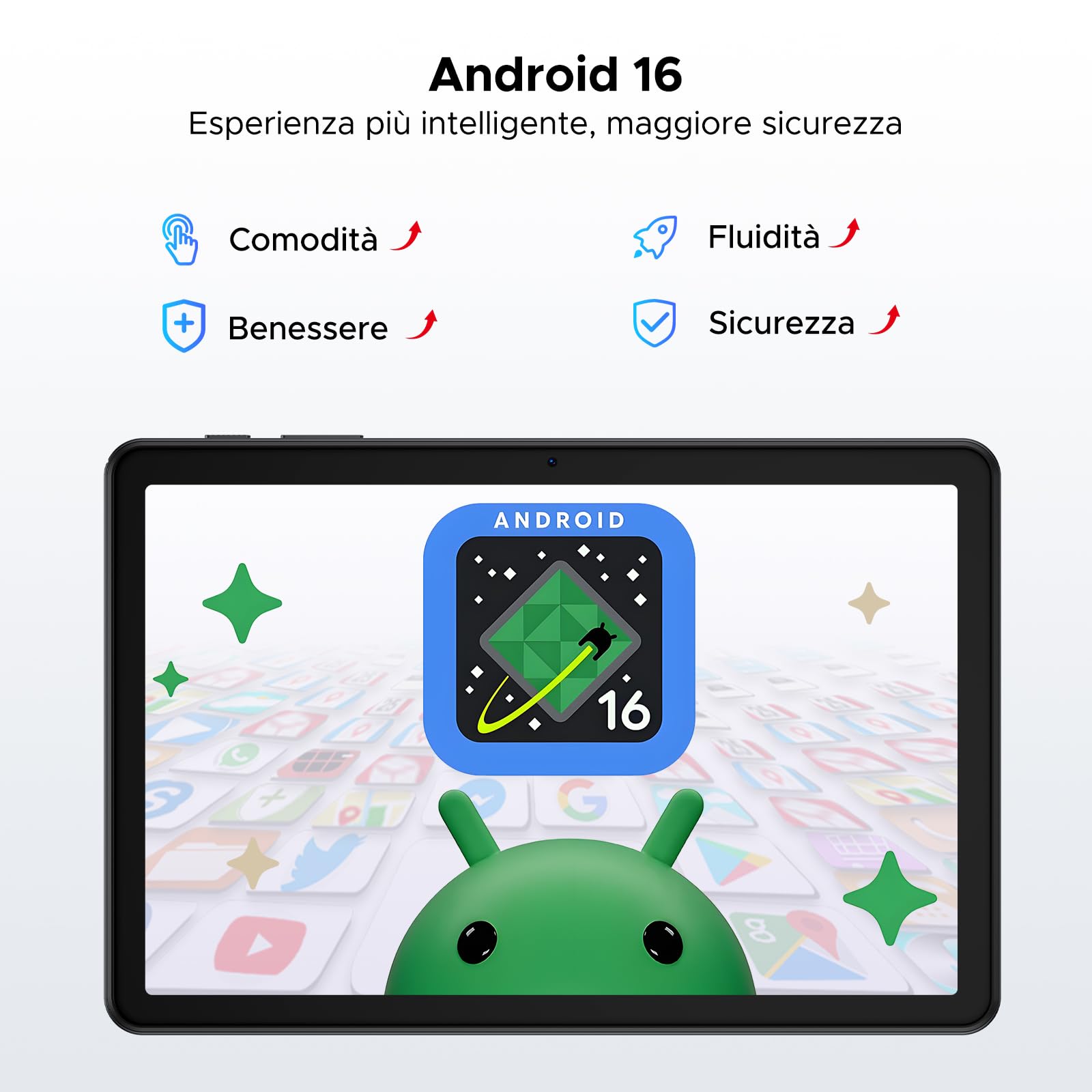 P10 Android 16 Tablet 10 Pollici, 48GB RAM+128GB ROM/2TB TF, Gemini AI, 90Hz, 7000mAh, WiFi 5, Face ID, OTG, Jack 3,5 mm, Widevine L1, Tablet con Tastiera e Penna, Nero